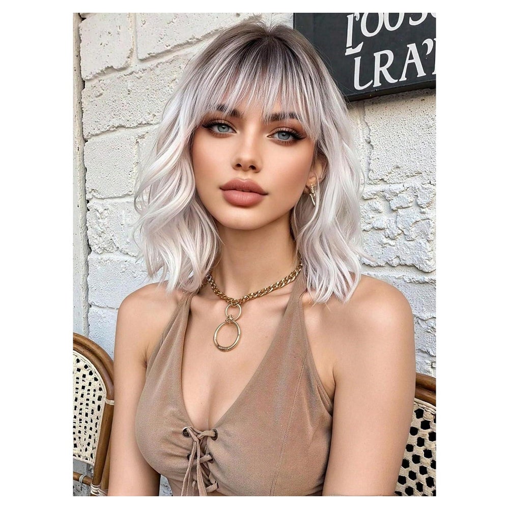 Perücke Damen blond kurz Bob Pony Synthetik 14 Zoll Blond Om 1 St
