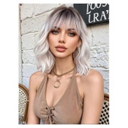 Perücke Damen blond kurz Bob Pony Synthetik 14 Zoll Blond Om 1 St