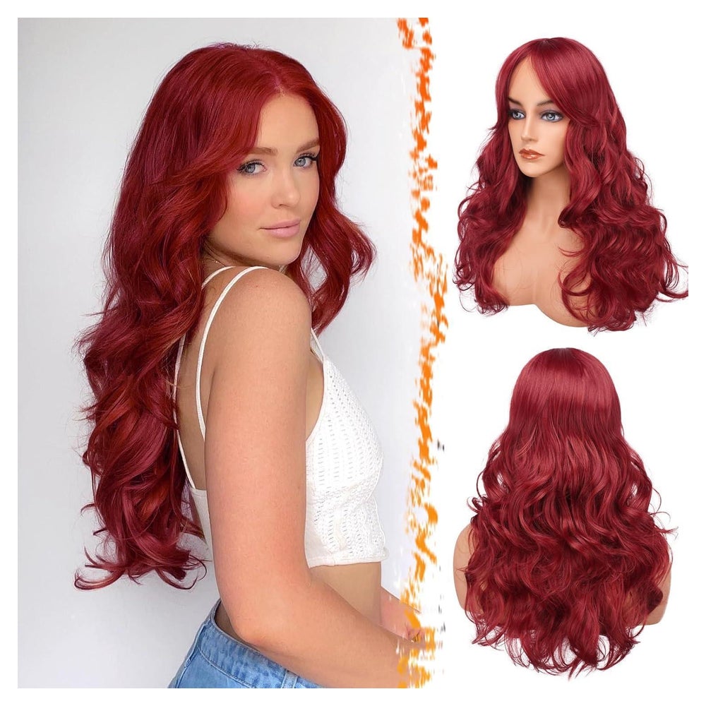 BARSDAR Lange Rote Layered Perücke 66cm Synthetische Haar Po 1 St