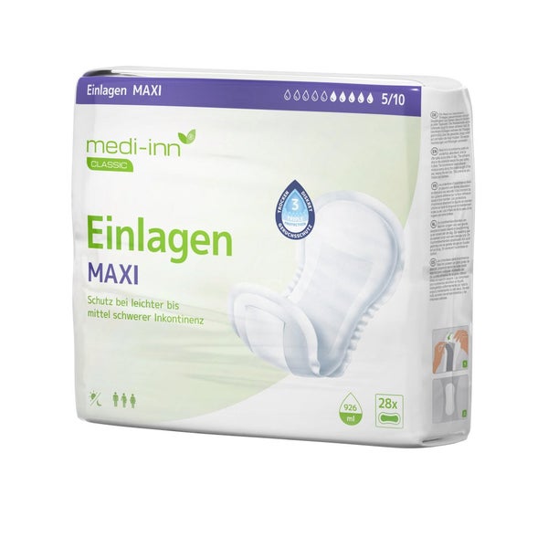Medi-Inn Inkontinenz-Einlagen MAXI, 5 Tropfen, Unisex-Passform, weiß 28 St