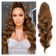 Pferdeschwanz Haarteil Kunsthaar Locken 60cm Braun Aschbraun 1 St