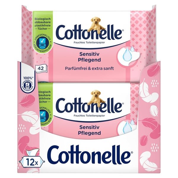 Cottonelle Feuchtes Toilettenpapier Sensitiv Pflegens 12x 42 504 St