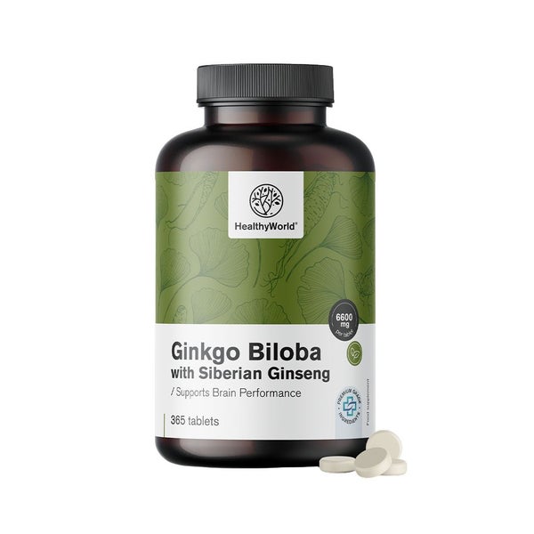 HealthyWorld Ginkgo mit Sibirischem Ginseng 6600 mg 365 St
