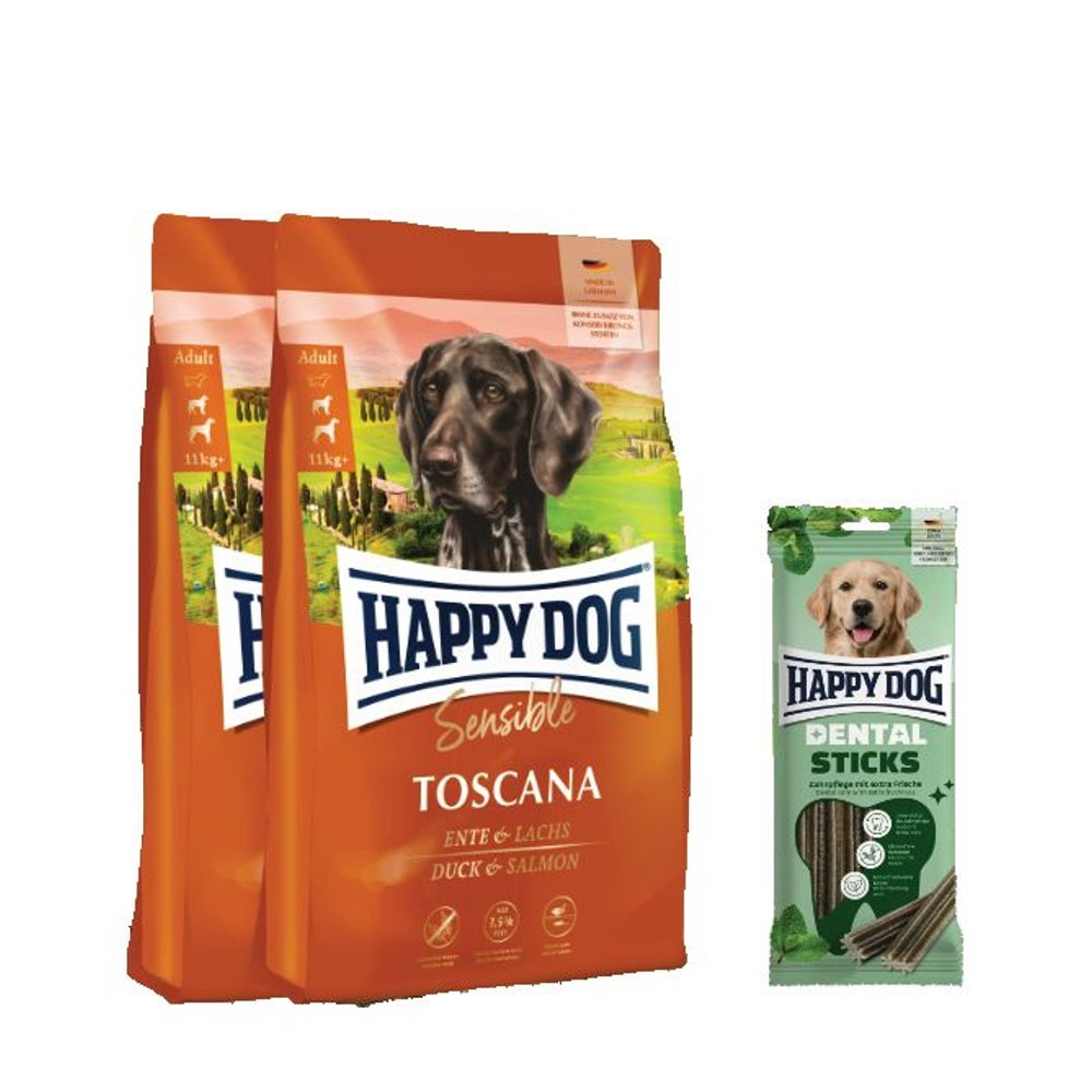 Sensible Toscana Doppelpack + Dental Snacks Dental Sticks 25,1 kg