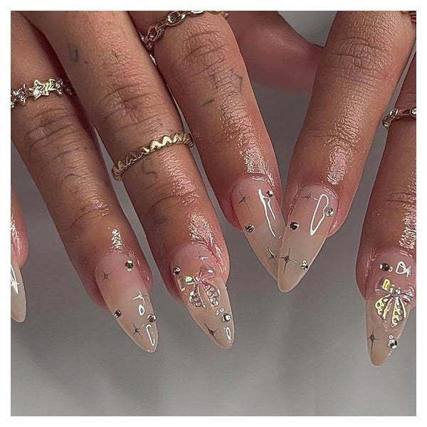 24 Stück Mittel Mandel Nägel Aufkleben Stiletto Acryl Falsch 1 St
