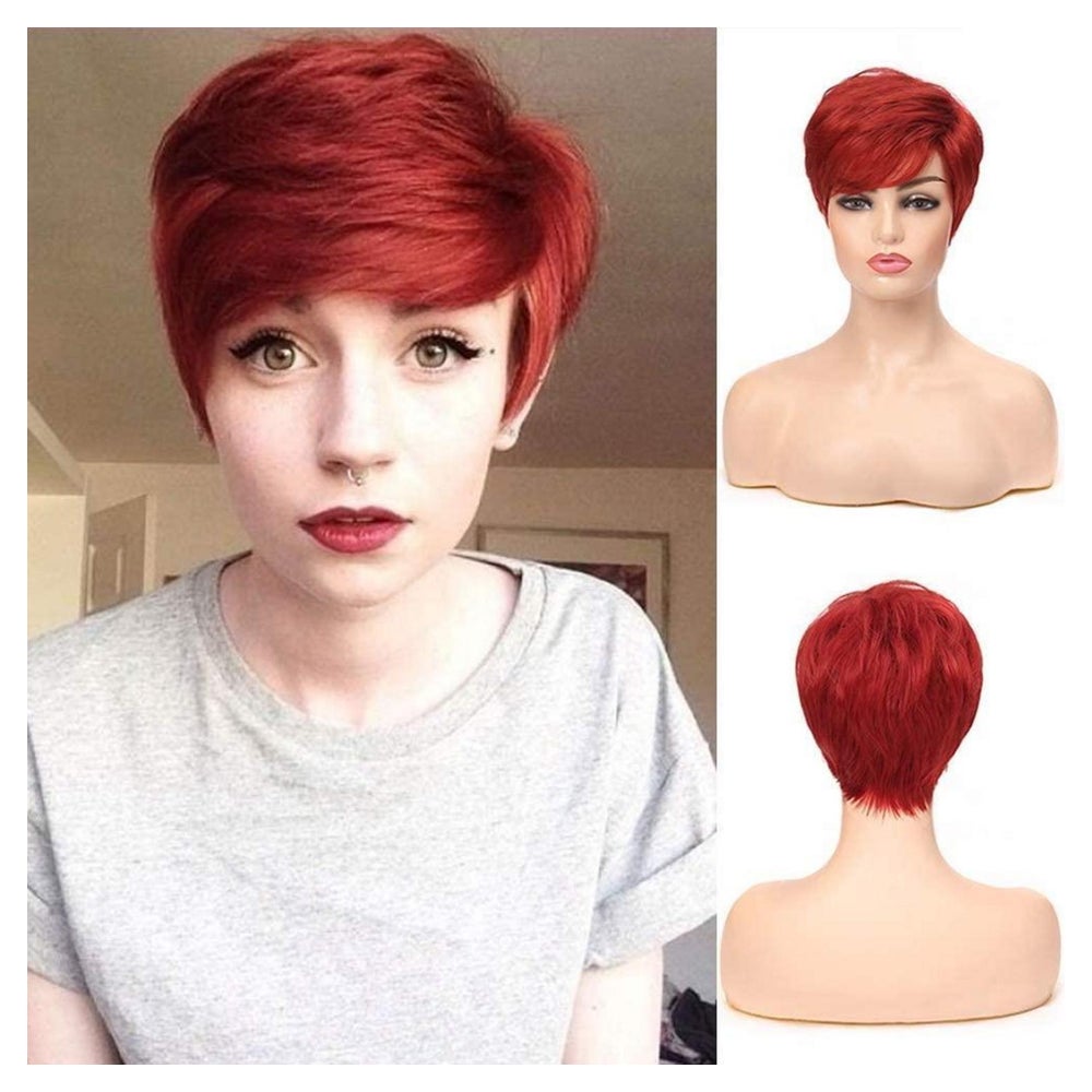 Perücke Kurzhaar Pixie Cut Damen Synthetik Rot 1 St