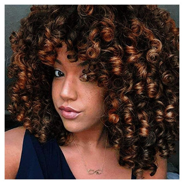 Perücke Afro Kinky Curly Pony Kurz Schwarzbraun ombre braun 1 St