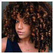 Perücke Afro Kinky Curly Pony Kurz Schwarzbraun ombre braun 1 St