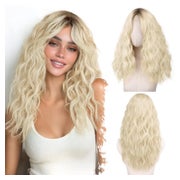 Perücke mittellange gewellt Pony synthetisch blond Blond Omb 1 St