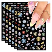 Nagelsticker 3D 5D 6 Blatt Blumen selbstklebend Herz &amp; B 1 St