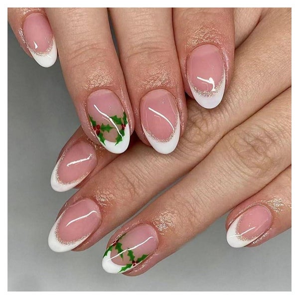 Künstliche Fingernägel kurz oval weiß french Nagelkleber CR4 1 St