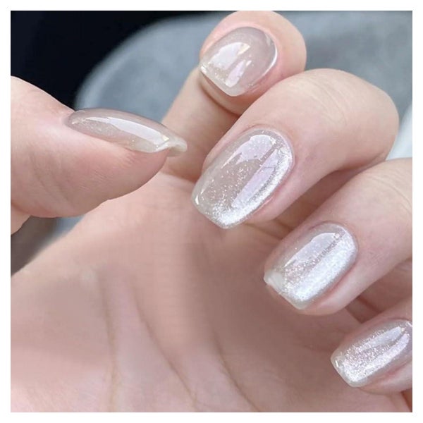 Kunstnägel Cateye Presson Kurz Eckig Weiß 18silvery&amp;cate 1 St