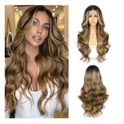Perücke Lace Front synthetisch 13x4 Welle Ombre Honigbraun H 1 St