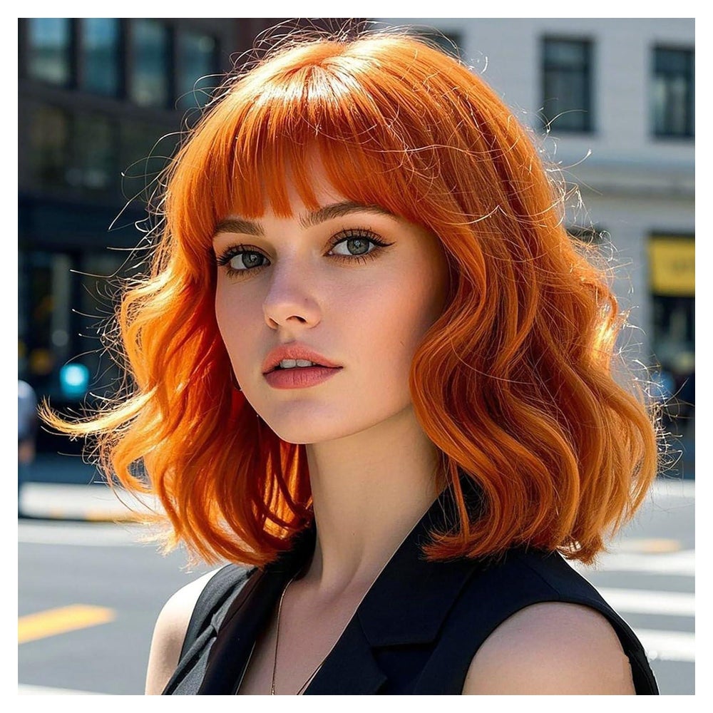 Perücke Bob kurz orange Pony Damen synthetisch Ingwer 1 St