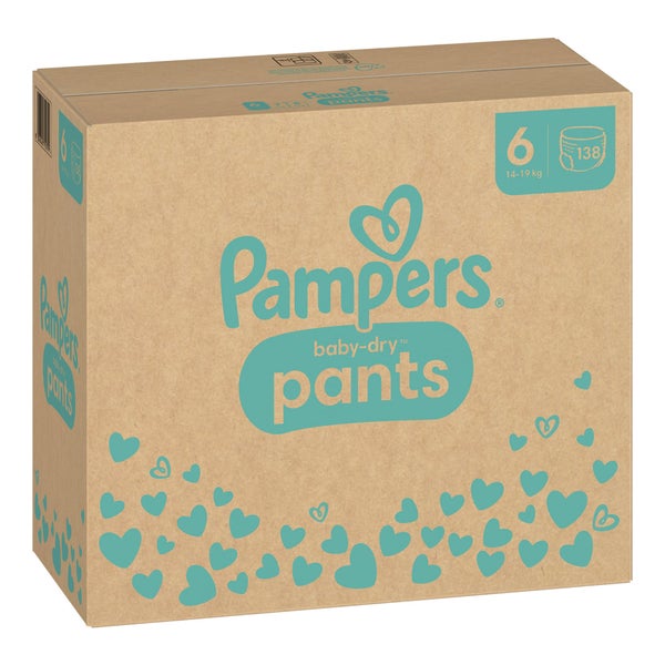 Pampers Baby Dry Pants Höschenwindeln Größe 6 Extra Large, 14-19 kg – verstärkte Sicherheitsbündchen 138 St