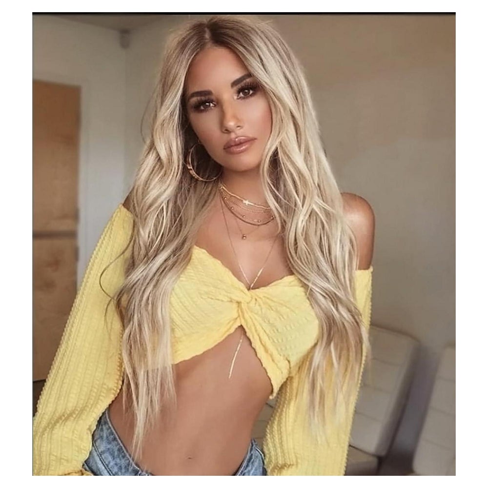 Perücke Damen lang Locken Ombre dunkle Wurzel Blond 1 St