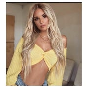 Perücke Damen lang Locken Ombre dunkle Wurzel Blond 1 St