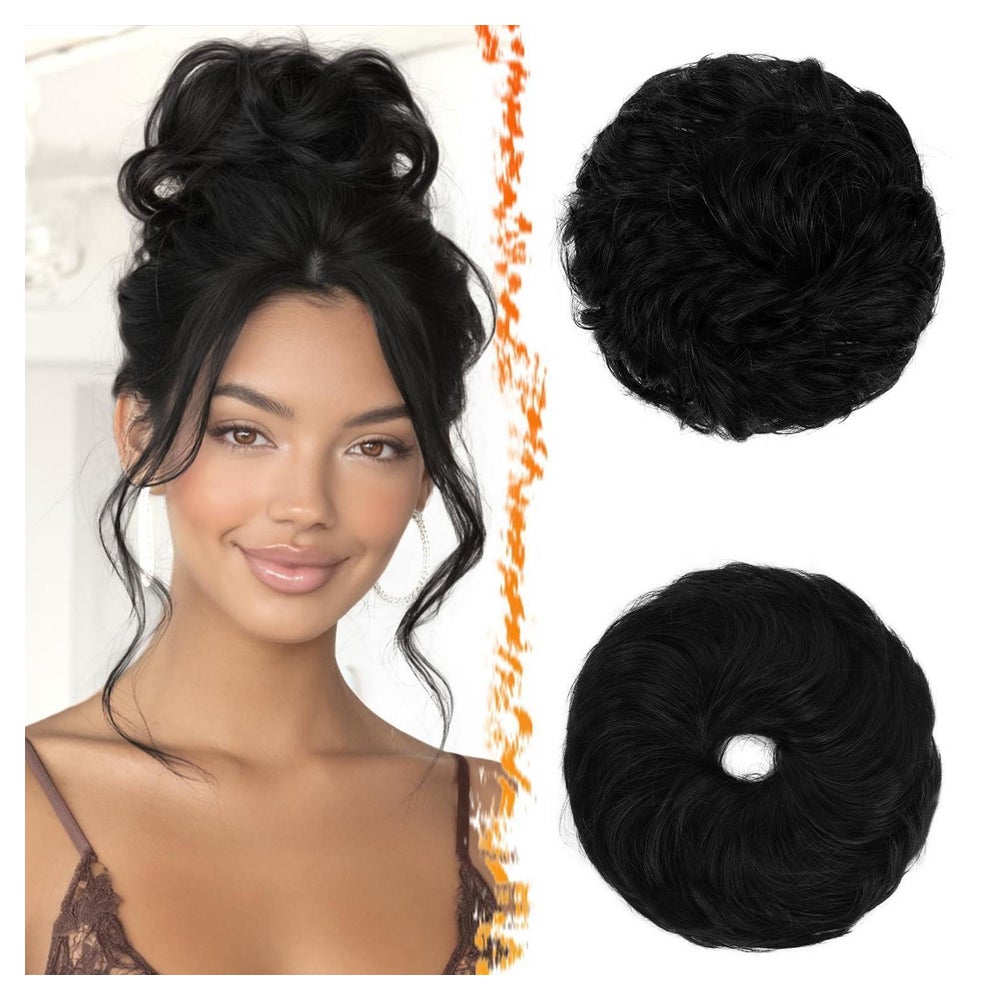 Haarteil Dutt Haargummi Messy Bun Extensions Damen Jet Schwa 1 St