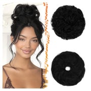 Haarteil Dutt Haargummi Messy Bun Extensions Damen Jet Schwa 1 St