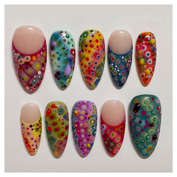 Press On Nägel 24 Stück Almond Medium French Tip style-8 1 St