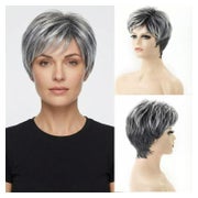 Perücke Locken Synthetik Faser 130g Grau Silber grau 1 St