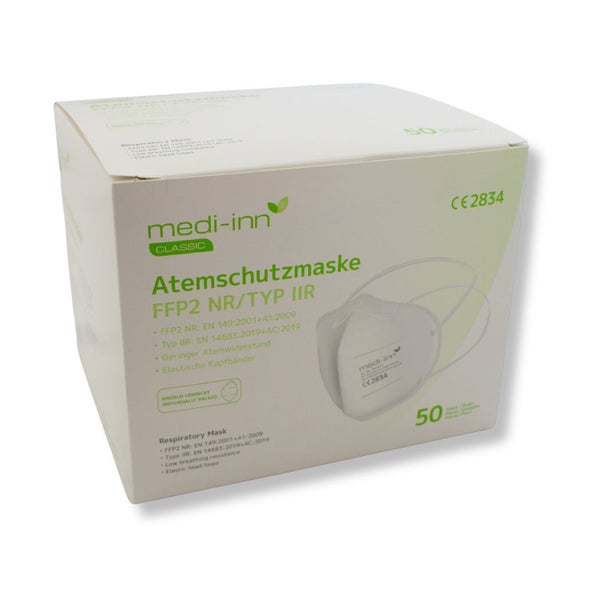 Medi-Inn Atemschutzmasken FFP2 NR, Typ IIR, 3-lagig, weiß 10X50 St