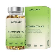 Produktabbildung: Aavalabs Vitamin D3 K2 2000 IE MK-7, 180 Kapseln 180 St