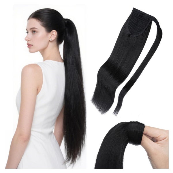 Haarverlängerung Echthaar Ponytail Klett Zopf 45 cm-90g 01 S 1 St