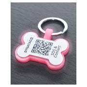 Hundemarke Knochenform Silikon Glow Rosa – QR-Code Tier-ID mit Online-Profil 1 St