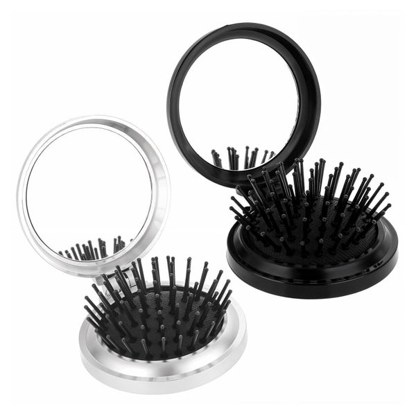 Mini Runde Haarbürste 2er Set mit Spiegel Faltbar Reisebürst 1 St