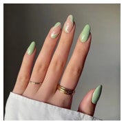 Nägel Falsche Acryl Mandel French Swirl 24pcs Avocado Grün 1 St