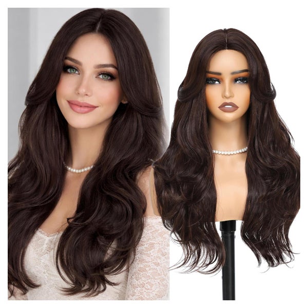 Perücke Damen 66 cm Vorhang Pony Gewellt Synthetik 26 Inch R 1 St