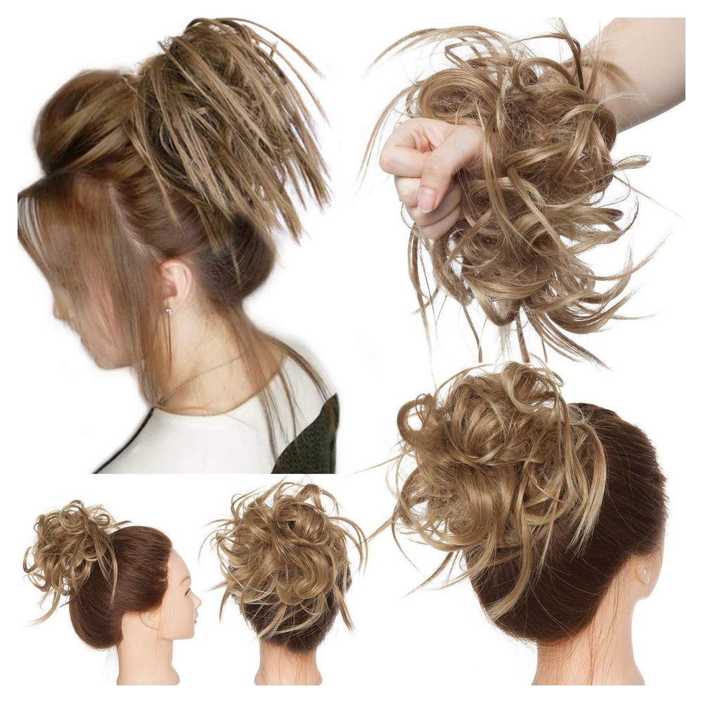 Haarteil Dutt Haargummi Struppige Haarknoten Hellbraun Dunke 1 St