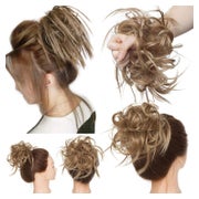 Haarteil Dutt Haargummi Struppige Haarknoten Hellbraun Dunke 1 St