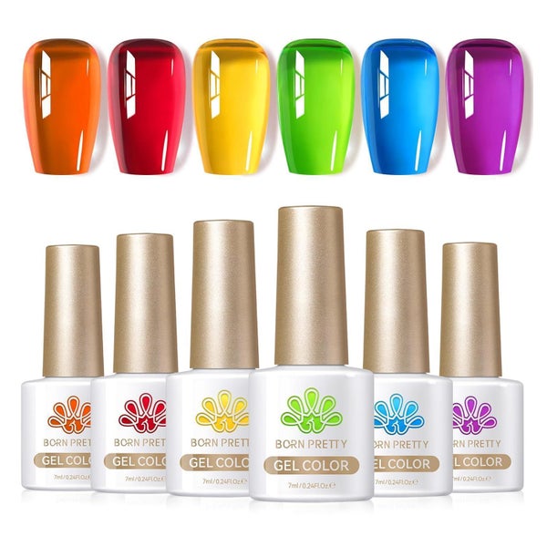 Nagellack UV Gel Neon Jelly Glaskristall LED Soak Off Regenb 1 St