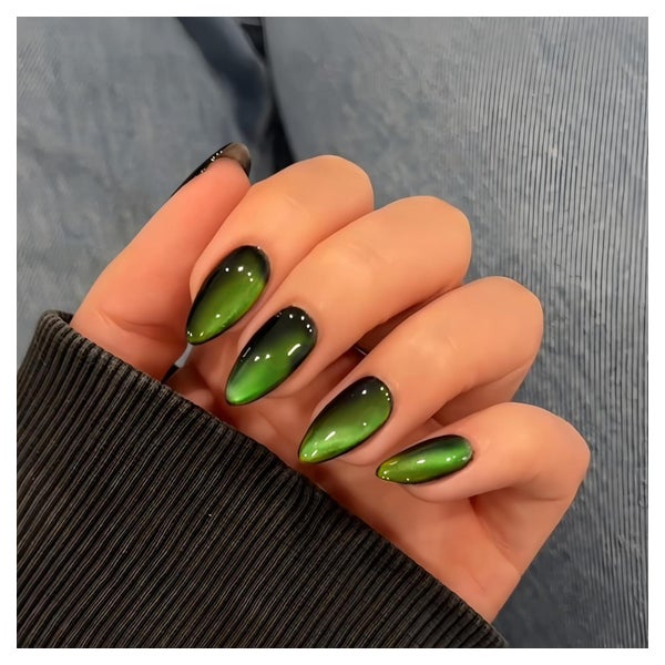 Künstliche Fingernägel Press On Cat Eye Acryl Set 30 Schwarz 1 St