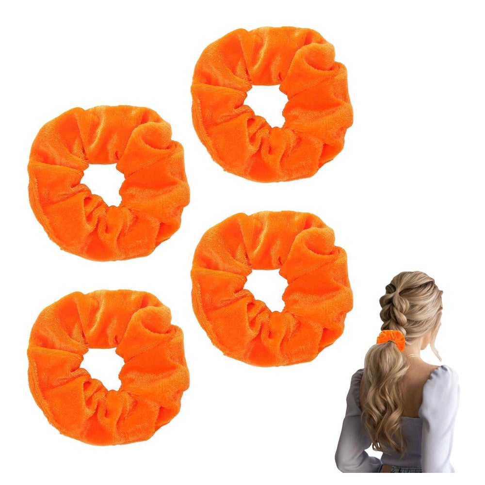 Haargummi Scrunchies Samt Set 4 Stück Damen Zopfgummi Orange 1 St