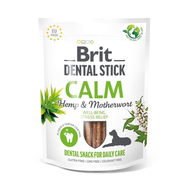 BRIT Dental Stick Calm Hanf und Melisse dentale Leckerei für Hunde zur Unterstützung der Stressreduktion 0,251 kg