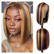 Perücke Bob Echthaar Lace Front T Teil Ombre Babyhaar 25 cm 1 St
