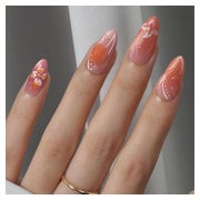 Press-On Nagel 24er kurz Mandelform 3D Blumen Wellen Glossy 1 St