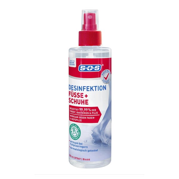 SOS Desinfektion Füße + Schuhe | wirksam bei Fußpilzerregern 250 ml