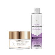 Zweiphasen Make Up Entferner + Tagescreme Mit Hyaluronsäure Und Kollagen Set 1 St
