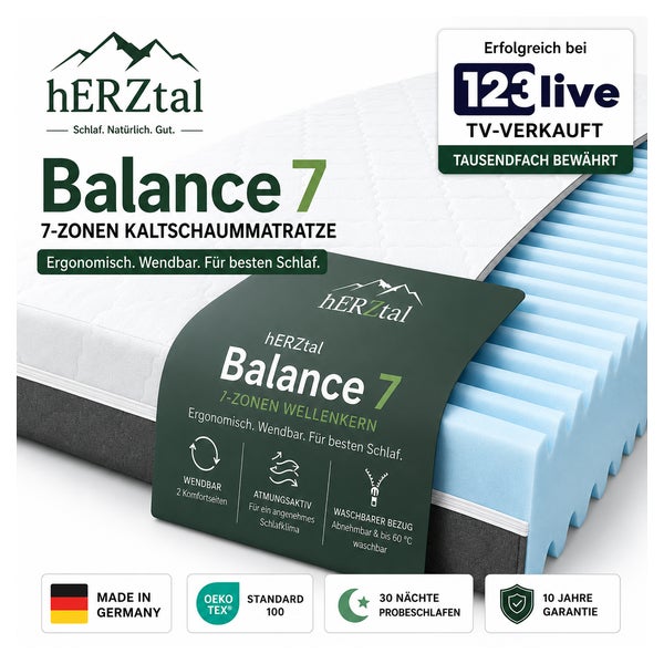 hERZtal 7-Zonen Wellness Matratze H4/H5 160x200 cm