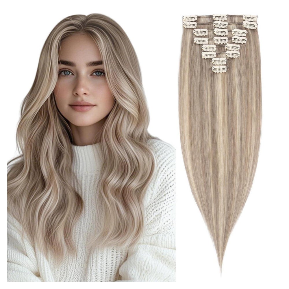 Clip in Extensions Echthaar #18 613Y Balayage Sandblond 25cm 1 St