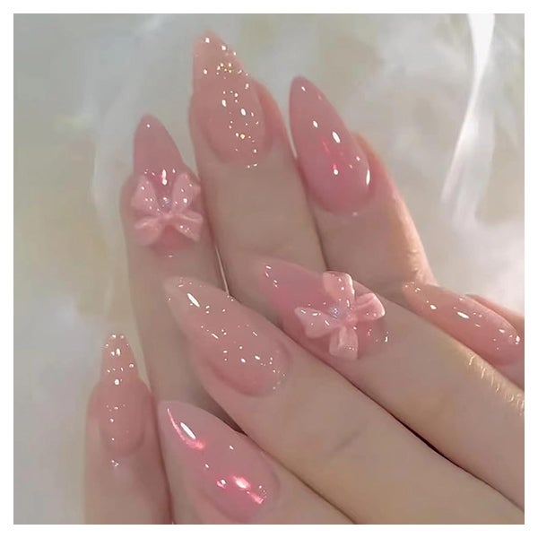 Falsche Nägel Stiletto Ballerina Acryl French 24 Stück Rosa 1 St