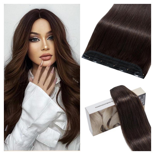 S-noilite Clip In Extensions Echthaar Dunkelbraun 45cm (50g)