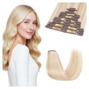 Haarverlängerung Clip in Echthaar 18P613 Ascheblond blond 35 1 St