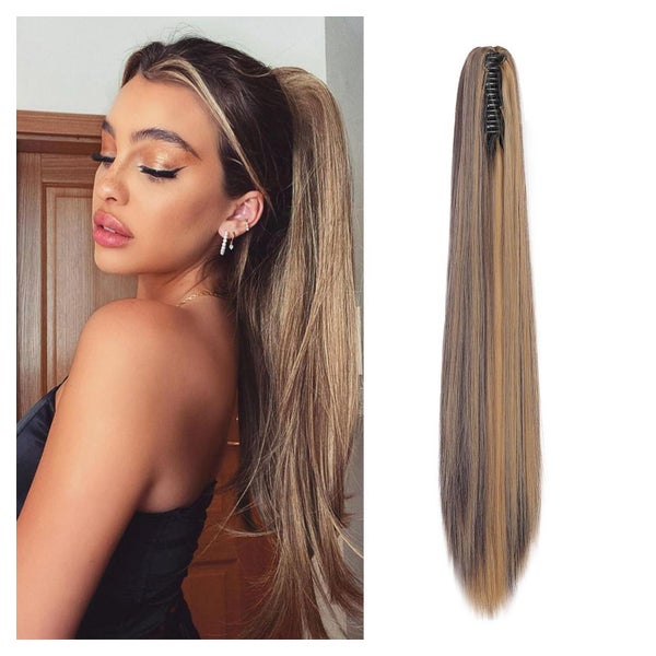 Ponytail Extensions Pferdeschwanz 55 cm 130g Dunkelblond&Mit 1 St