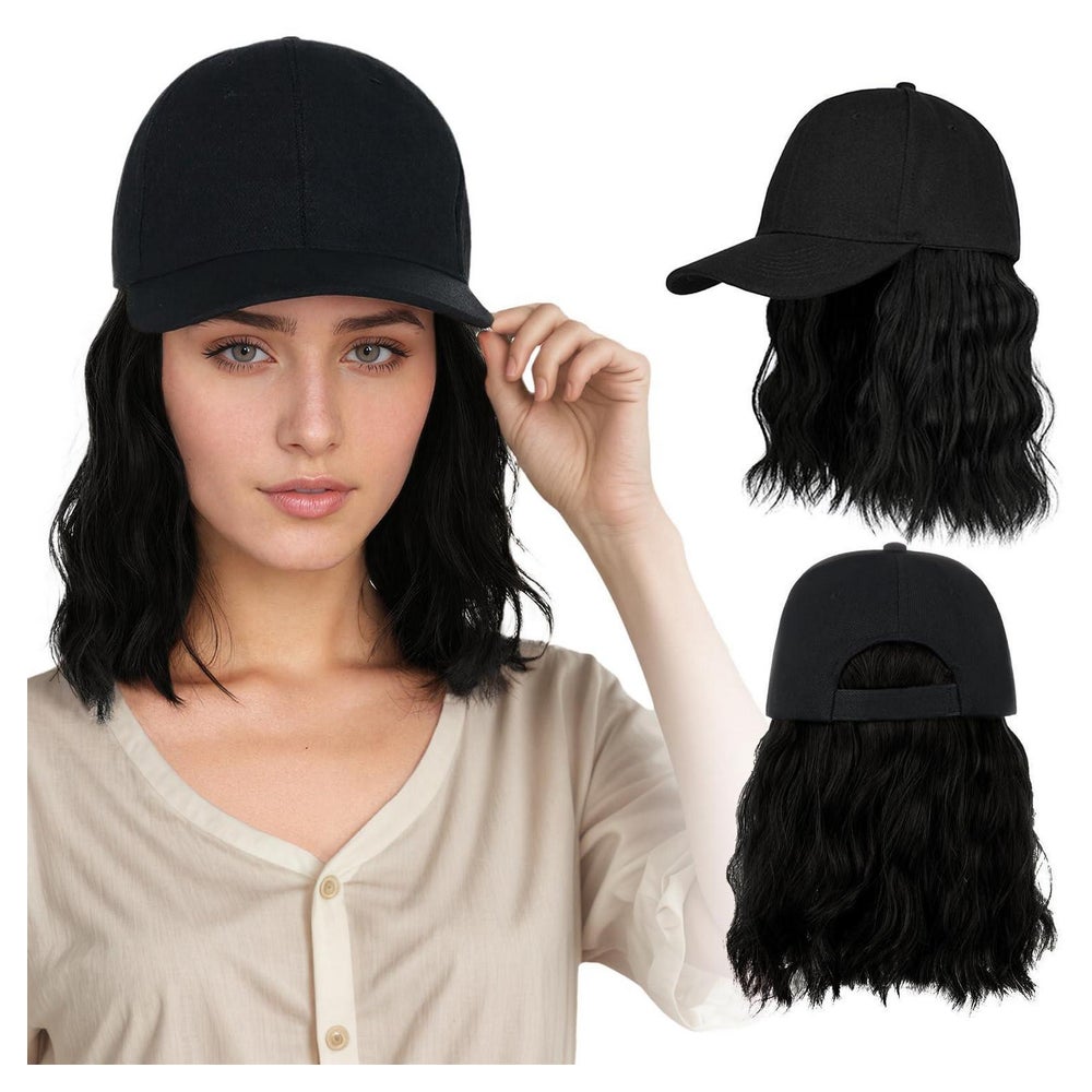 Perücken Damen Hutperücken Haarteil 30 cm Black 1 St