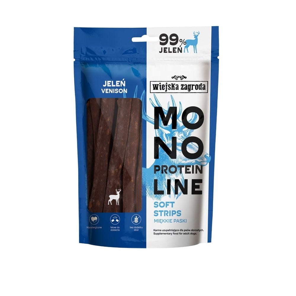 WIEJSKA ZAGRODA Monoproteinowe weiche Streifen für Hunde Hirsch 0,1 kg